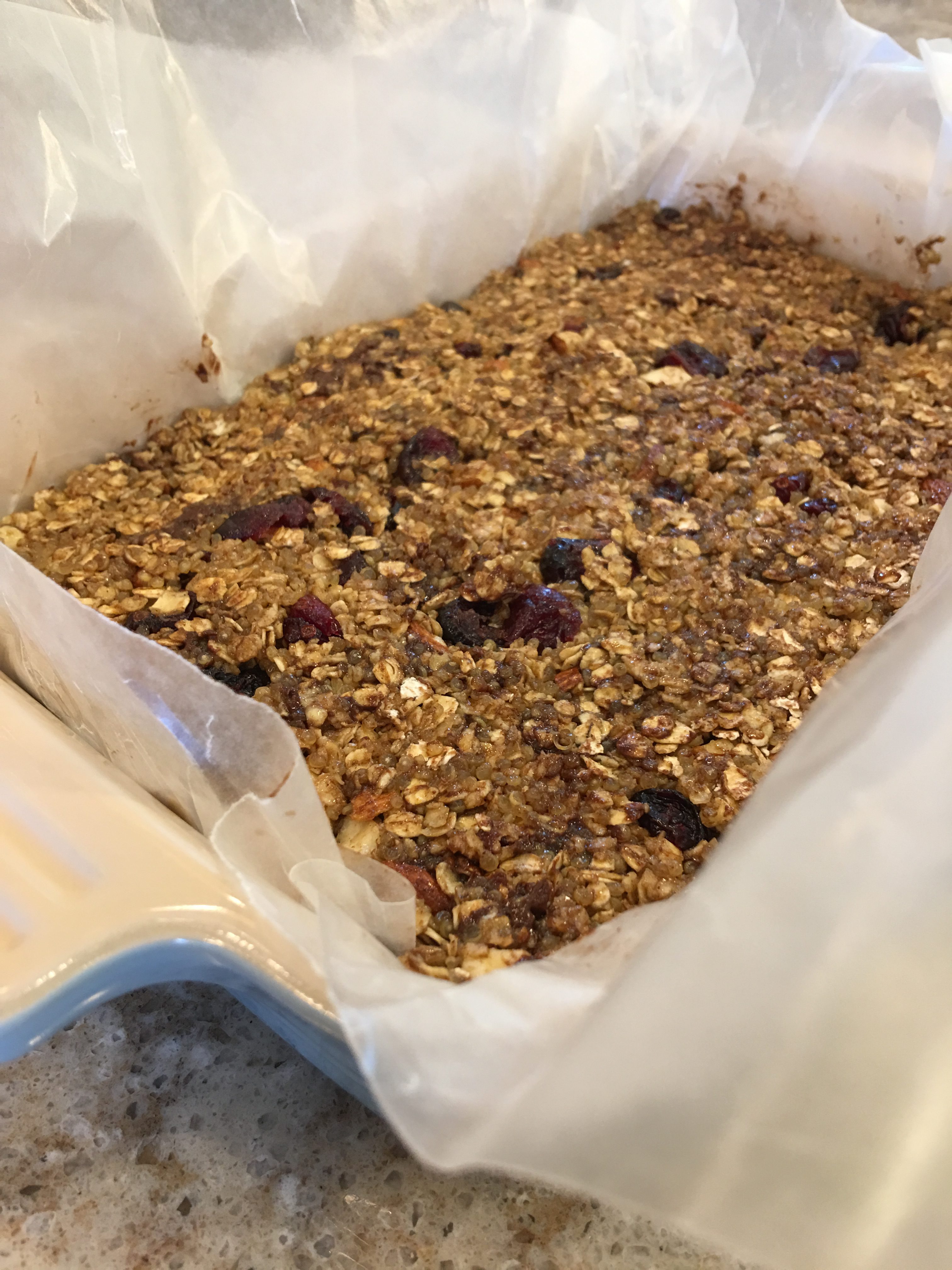 Cranberry, Nut, and Chocolate Quinoa Energy Bars